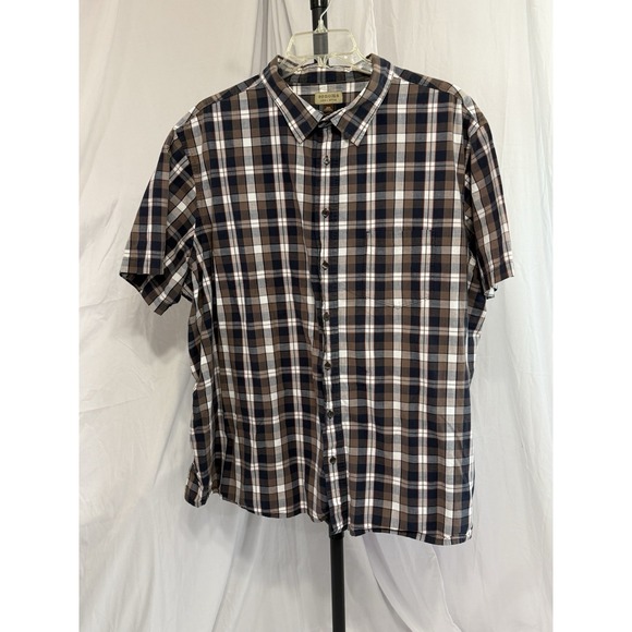 Sonoma Shirt Men's 3XB Short Sleeve Button Up‎  Plaid Cotton Lightweight - Picture 2 of 11